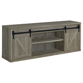 Coaster Brockton 71-inch 3-shelf Sliding Doors TV Console Grey Driftwood Model 723263